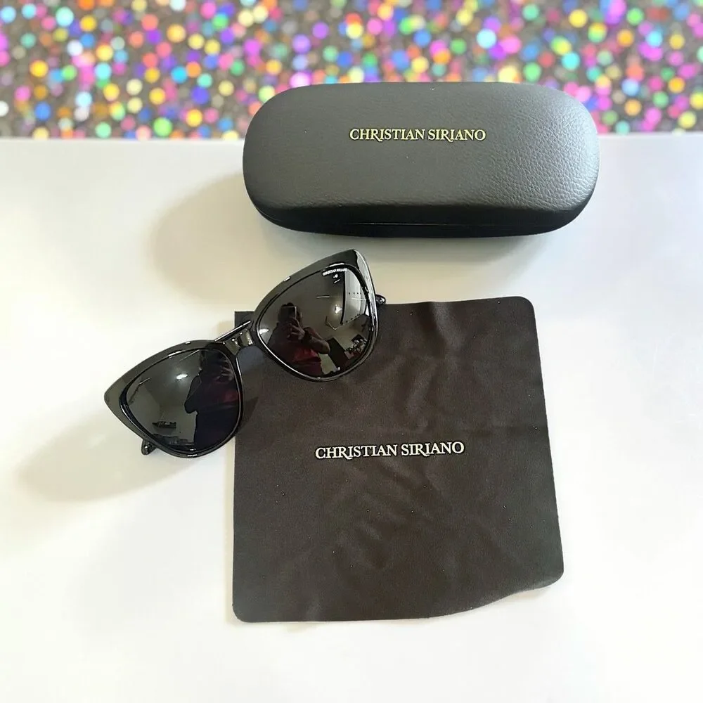 Christian Siriano Tindi Sunglasses in Black Brand New in Case MSRP $139